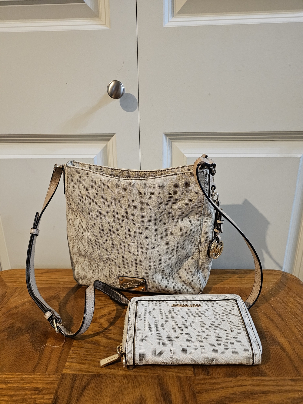 Michael Kors Beige MK Signature Crossbody Bag with Matching Wallet